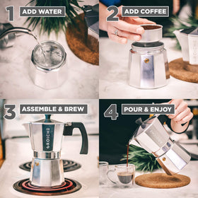 GROSCHE Milano Moka Pot portable camping setup enables espresso on the go