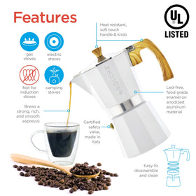 GROSCHE Milano soft-touch handle with burn guard keeps fingers cool during brewing.