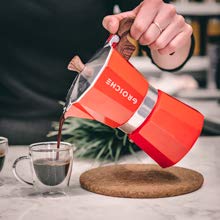 GROSCHE Milano red moka pot soft-touch handle designed to stay cool.