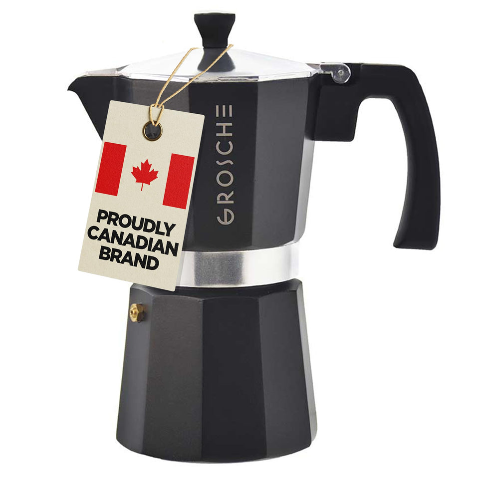 GROSCHE Milano 9-cup black moka pot ready for rich home espresso