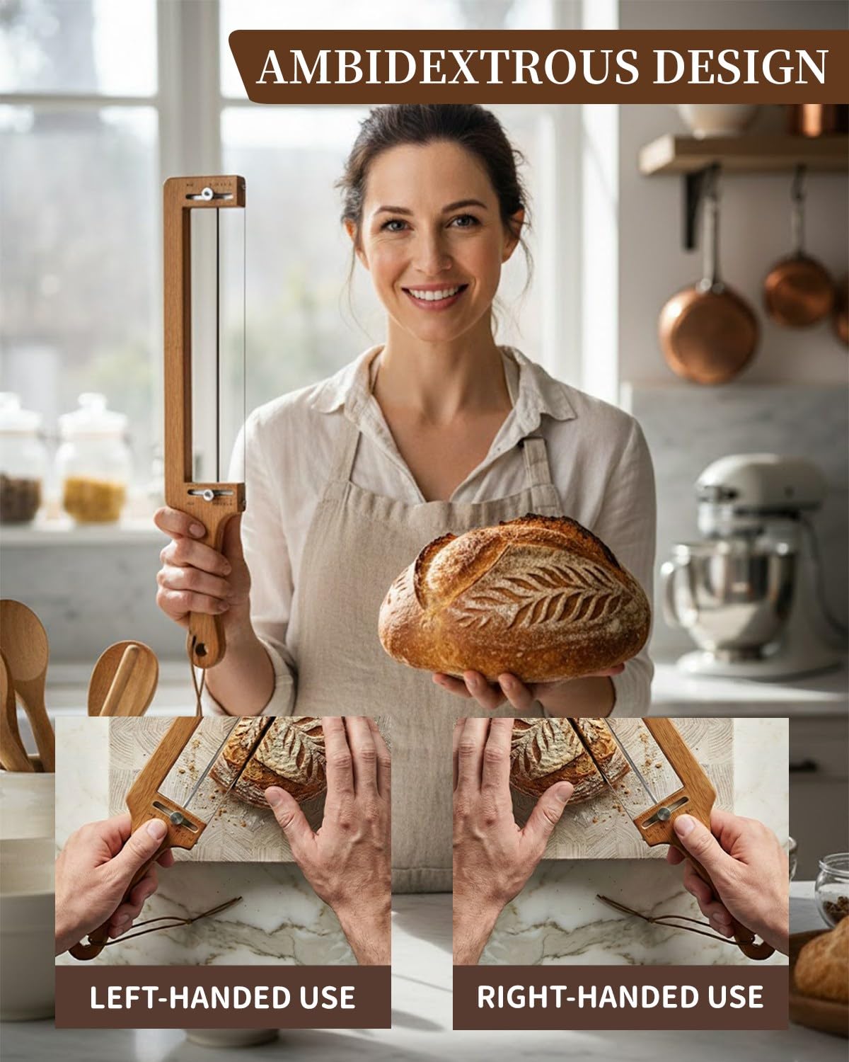 GroveCast bamboo handle offers ergonomic comfort during slicing.