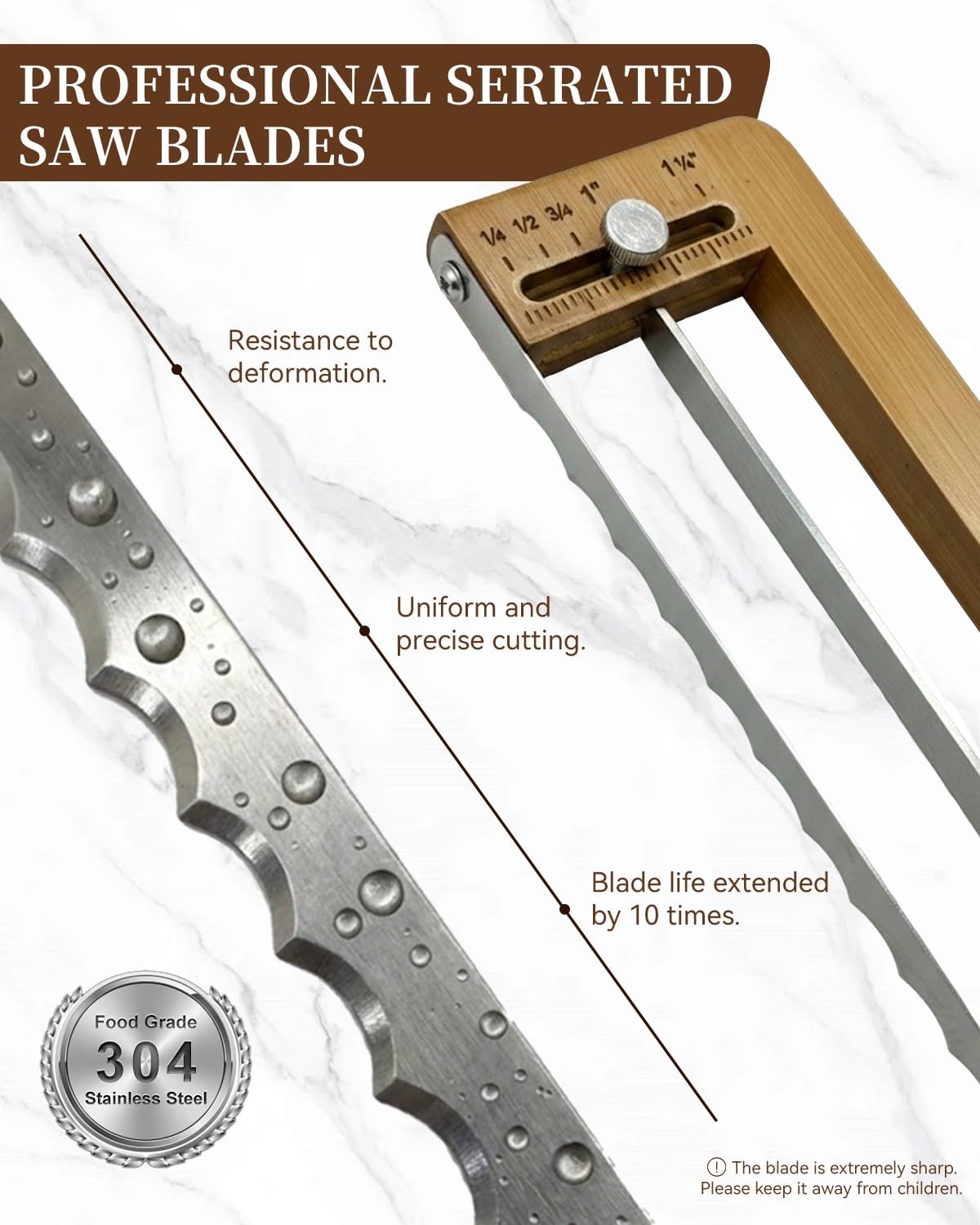GroveCast bread knife features a blade protector for safe storage.
