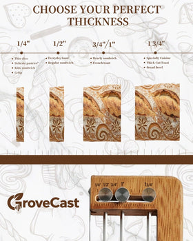 GroveCast bread slicer includes sourdough scoring tool for loaf presentation.
