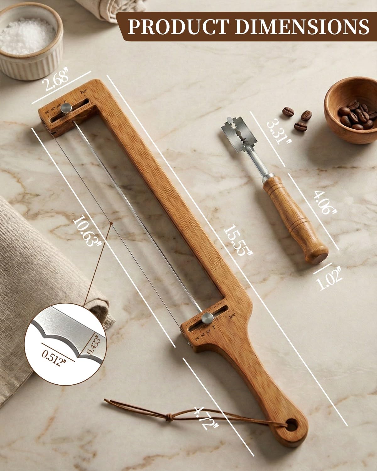 GroveCast sourdough scoring tool shown with bread knife.