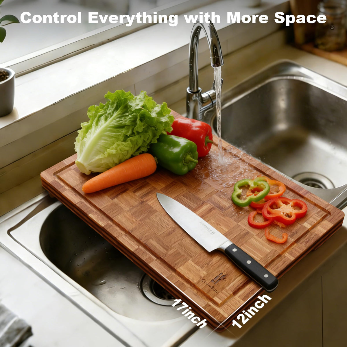 Grow Bou knife-friendly surface helps maintain blade sharpness