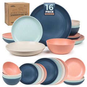 Grow Forward 16-piece dinnerware plates in a Wheat Straw finish for everyday meals