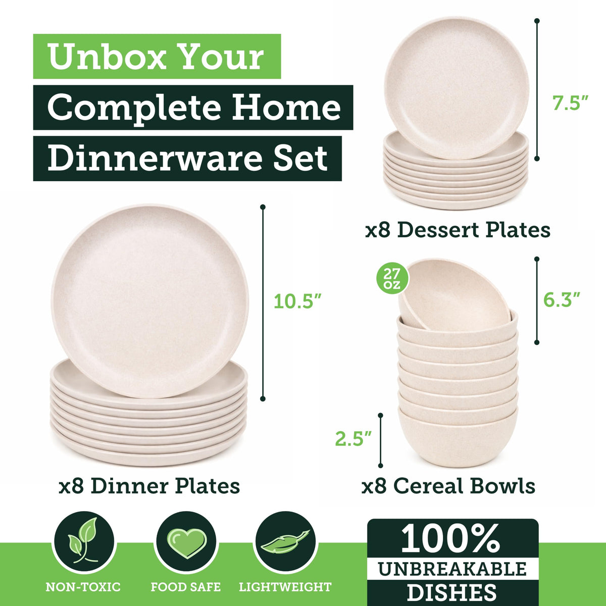 Grow Forward 8 cereal bowls in Sahara wheat straw for light, stackable service