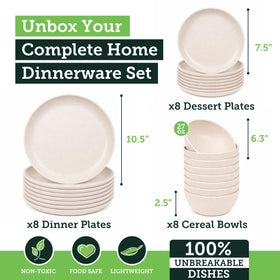 Grow Forward 8 cereal bowls in Sahara wheat straw for light, stackable service