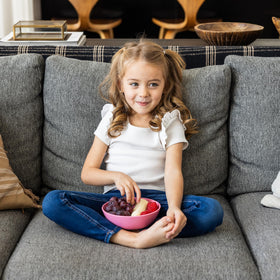 Grow Forward 8-Inch Kids Plates – raised lips help little eaters scoop neatly.