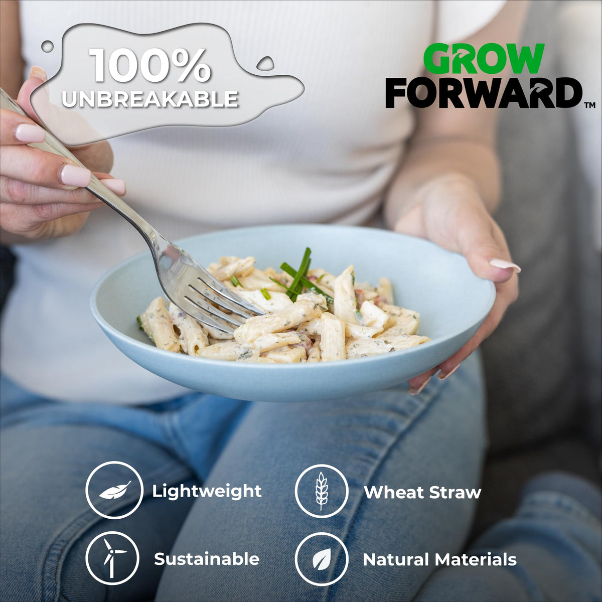 Grow Forward BPA-free microwave-safe bowls simplify reheating of leftovers.