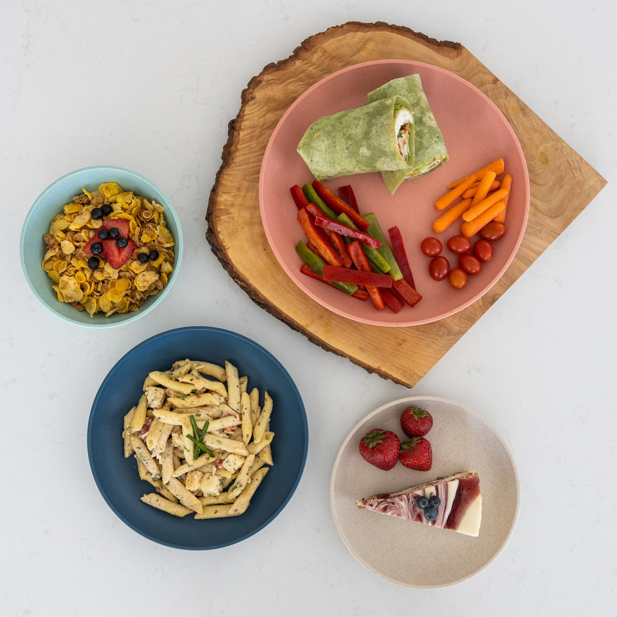 Grow Forward outdoor patio scene featuring durable wheat straw dinnerware