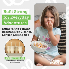 Grow Forward eco-friendly bamboo dinnerware emphasizes sustainability for family meals