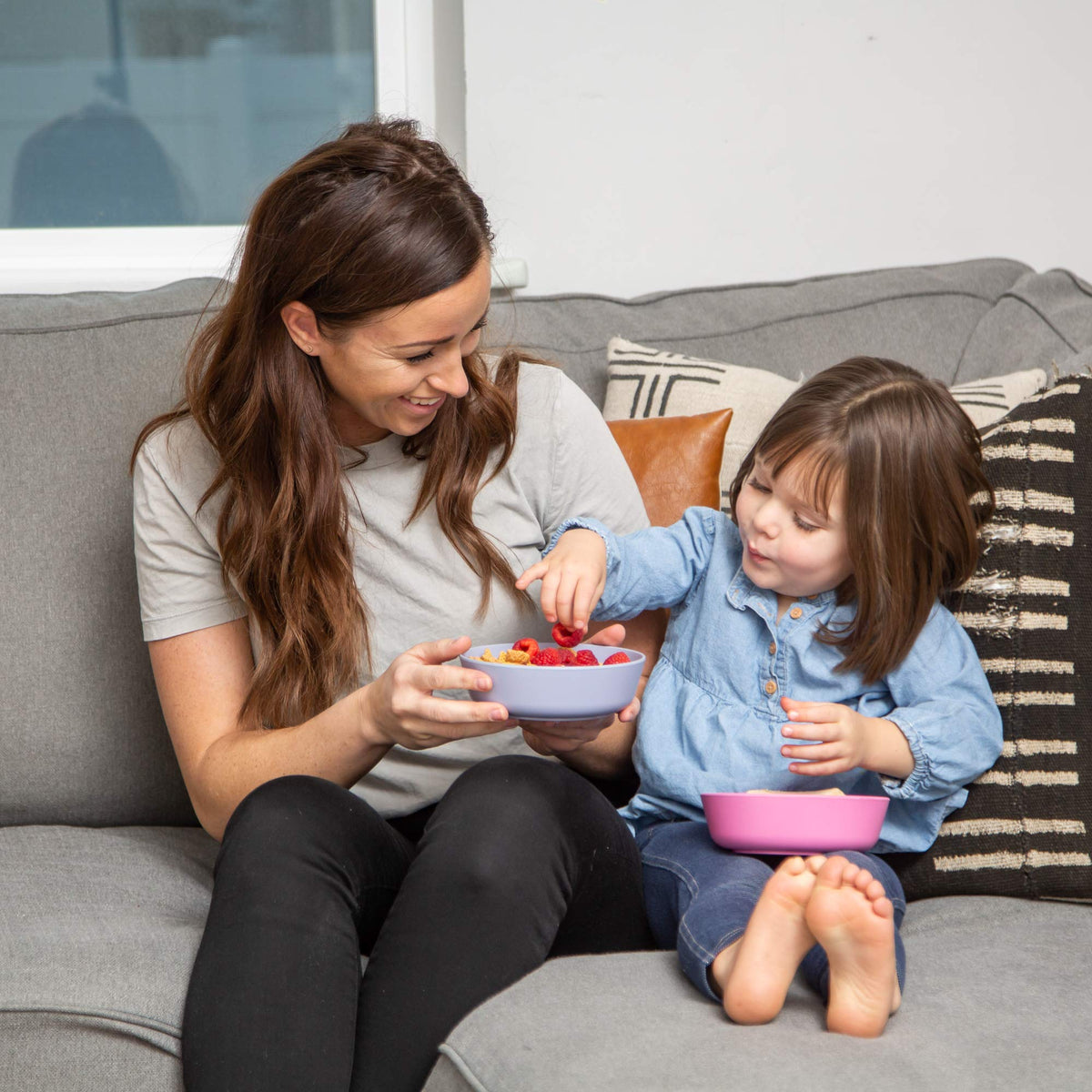 Grow Forward stackable plates and bowls save cabinet space.