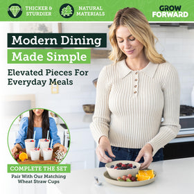 Grow Forward microwave-safe and dishwasher-safe dinnerware preserves taste and aroma.