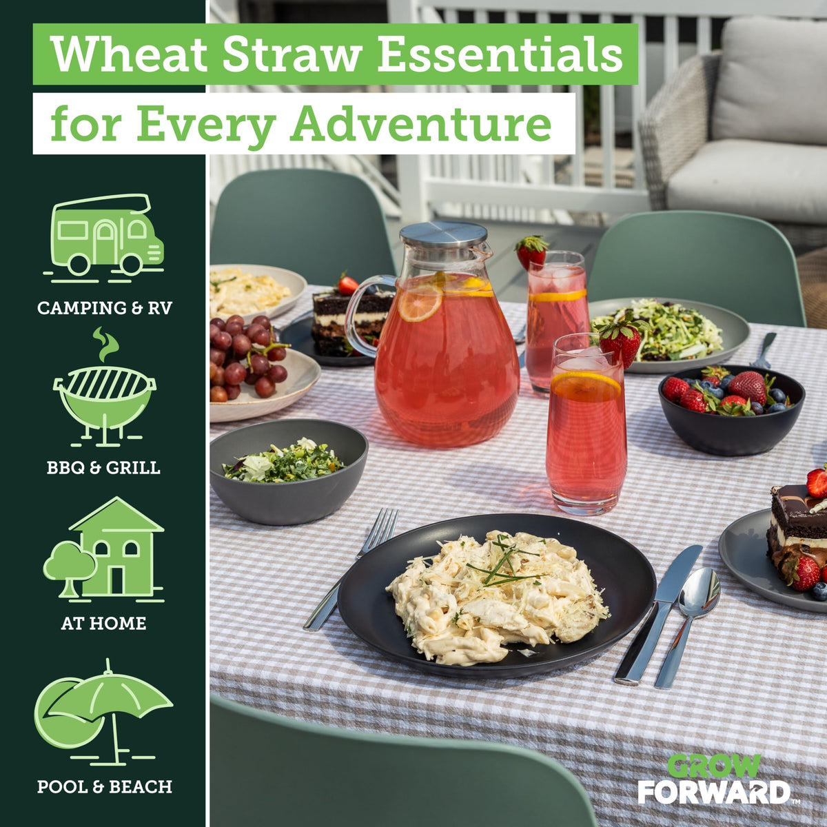 Grow Forward Moonlight dessert plates offer light, unbreakable ware for casual family meals