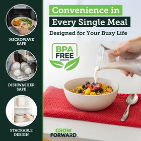 Grow Forward eco-friendly Sahara dinnerware reduces waste for everyday use