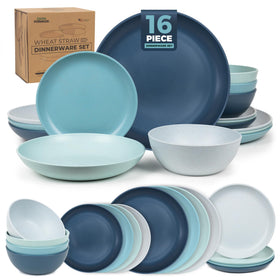 Grow Forward Seascape 10.5-inch dinner plates, durable wheat straw look for everyday meals.