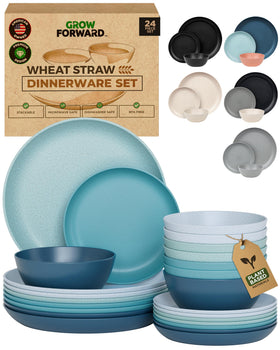 Grow Forward Seascape dinner plates are durable and unbreakable for outdoor dining.