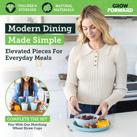 Grow Forward Seascape RV kitchen setup with durable plates and bowls