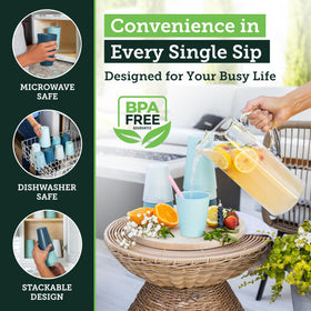 Grow Forward Seascape stack of cups, space-saving and easy to store.