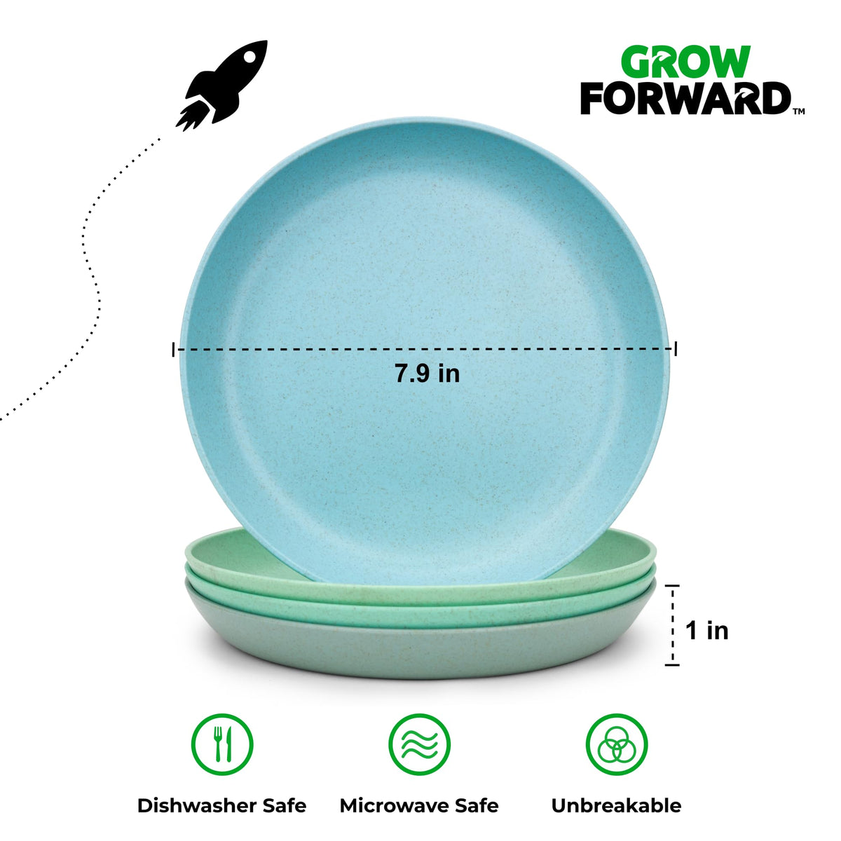 Grow Forward Wheat Straw Kids Bowls with high rims to reduce spills