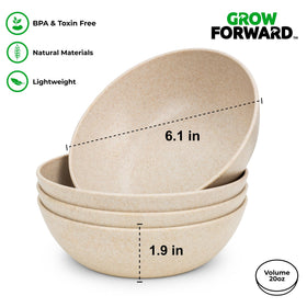 Grow Forward Wheat Straw Kids Bowls Sahara with lip edge aids scooping.