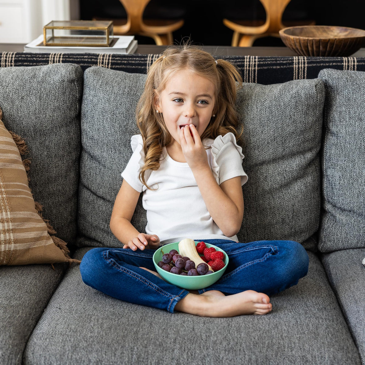Grow Forward Wheat Straw Kids Plates with lip edges for easier scooping