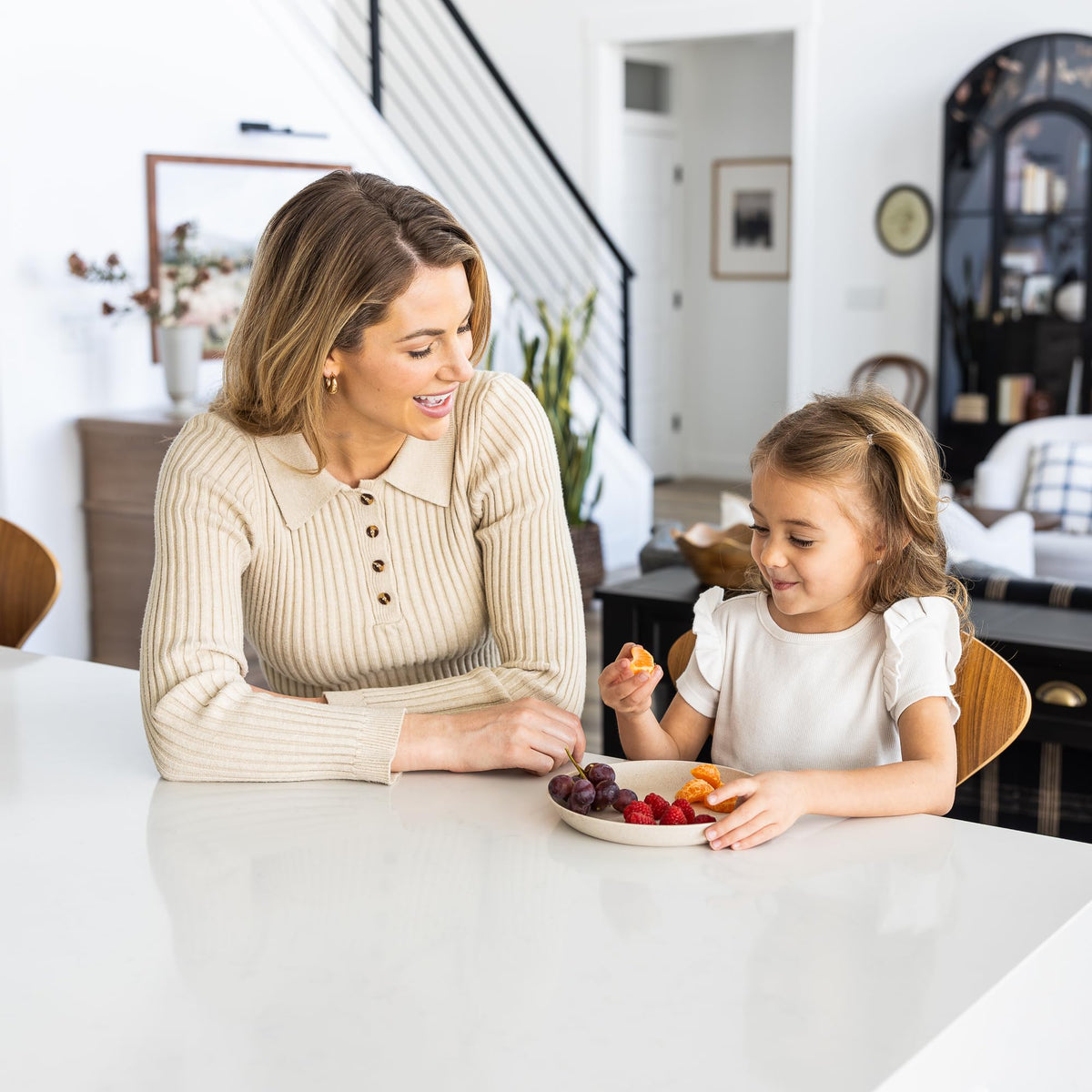 Grow Forward Wheat Straw Kids Plates Sahara dishwasher-safe for easy cleanup.