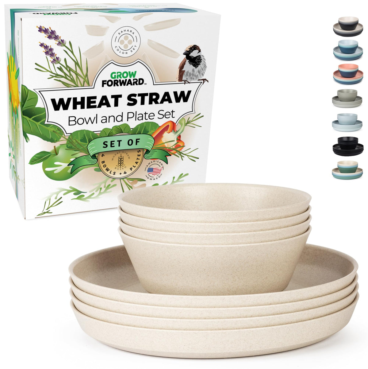 Grow Forward wheat straw plates in Sahara, durable for outdoor dining.