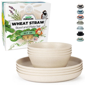 Grow Forward wheat straw plates in Sahara, durable for outdoor dining.