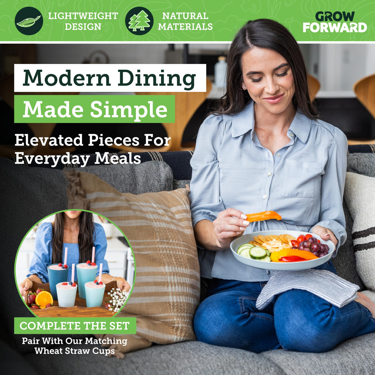 Grow Forward Seascape plate with colorful rim suits family meals and RV trips.