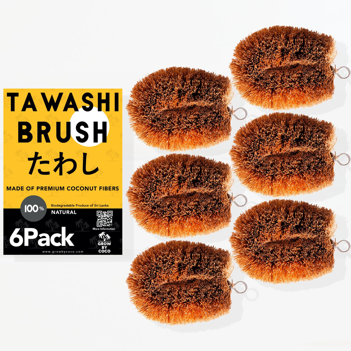GrowByCoco tawashi brush removing dirt from fresh fruits.