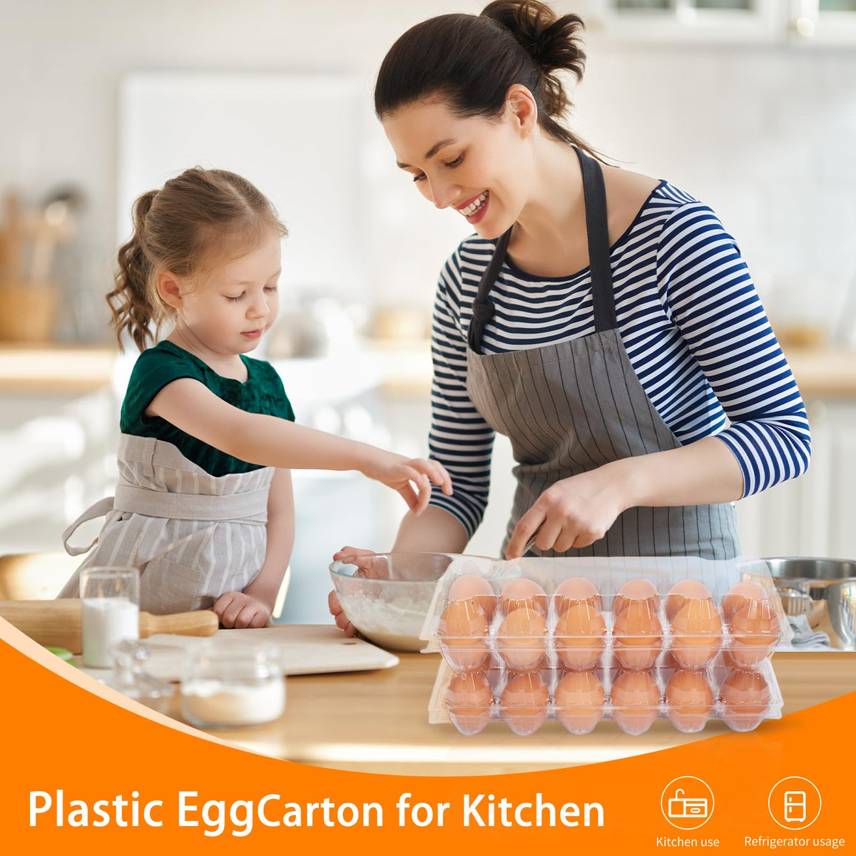 GRRONZEE clear, stackable egg holder allows quick counts and space-saving organization.