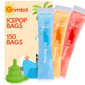 Grvntot 150 disposable ice popsicle mold bags 8x2 pack for easy at-home fruit snacks