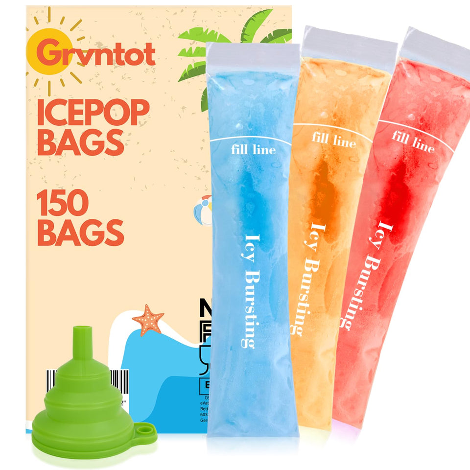 Grvntot 150 disposable ice popsicle mold bags 8x2 pack for easy at-home fruit snacks