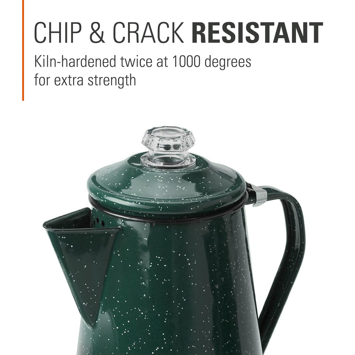 GSI Outdoors Percolator clear knob shows brew progress for precision.