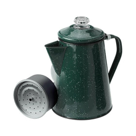 GSI Outdoors Percolator brew close-up highlights rich coffee potential.