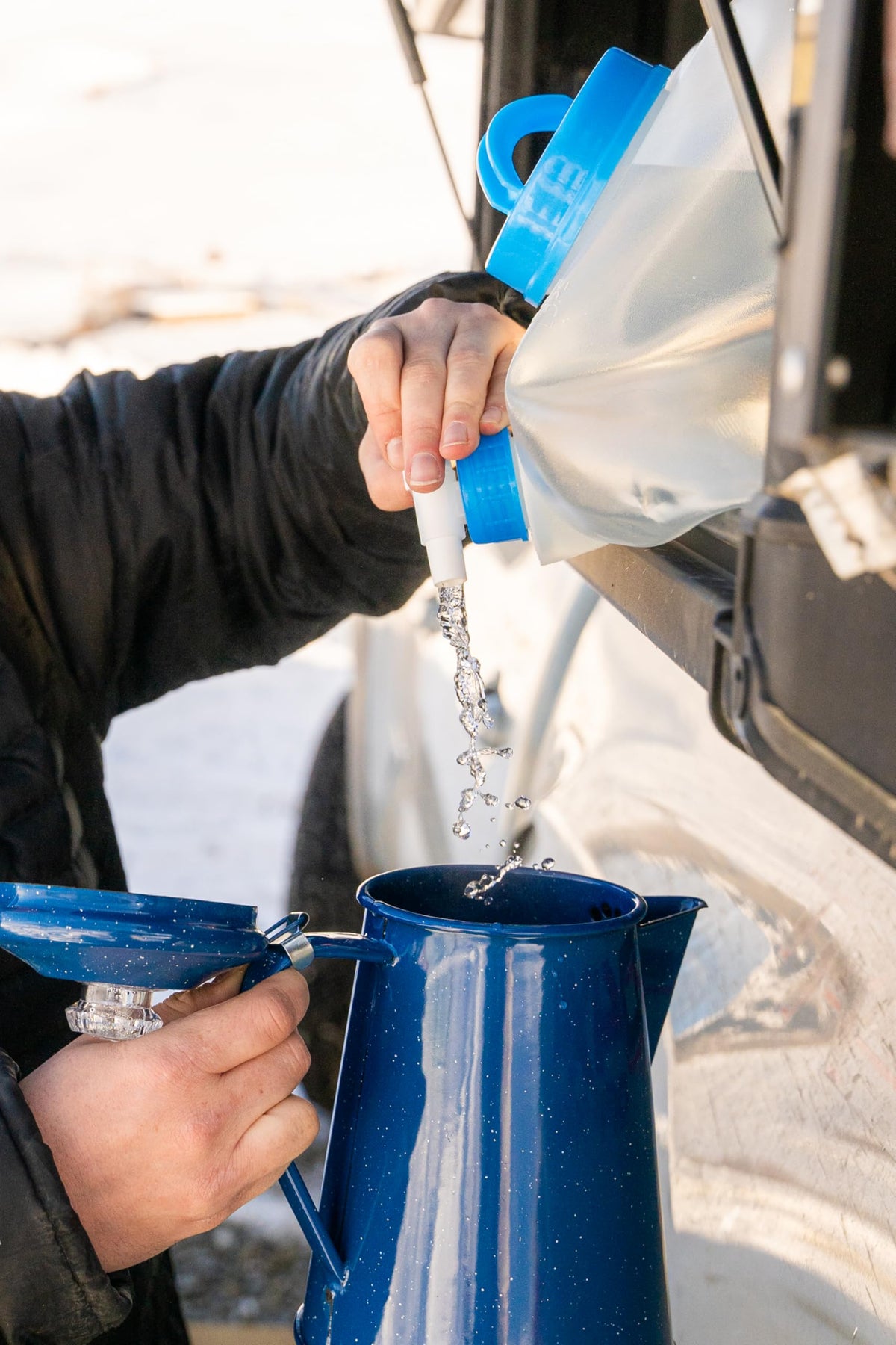 GSI Outdoors Percolator disassembly for easy cleaning.