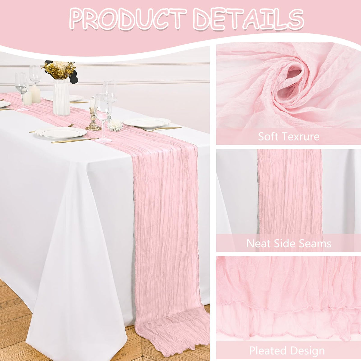 GSJYFDC pink gauze material with edge stitching offers durable, refined finish.