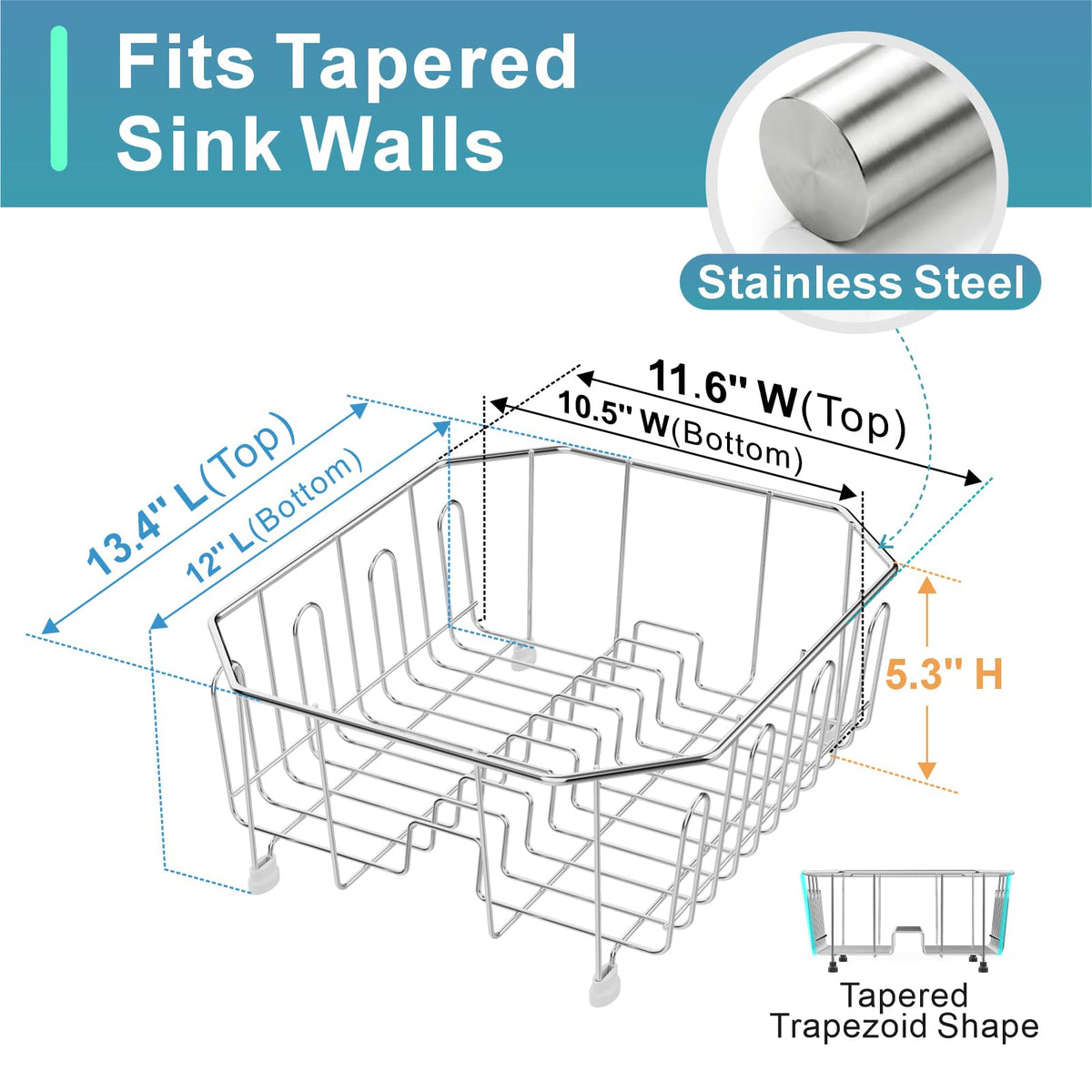GSlife dish rack with eight integrated cup hooks keeps cups organized.