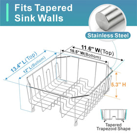 GSlife dish rack with eight integrated cup hooks keeps cups organized.