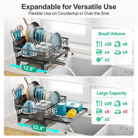 GSlife over-sink extension with swivel spout saves counter space while drying.