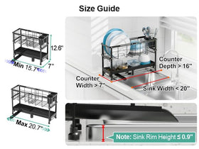 GSlife expandable dish drainer shows flexible fit in tight spaces