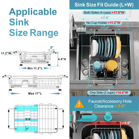 GSlife expandable rack with stainless steel frame fits varying sink sizes.