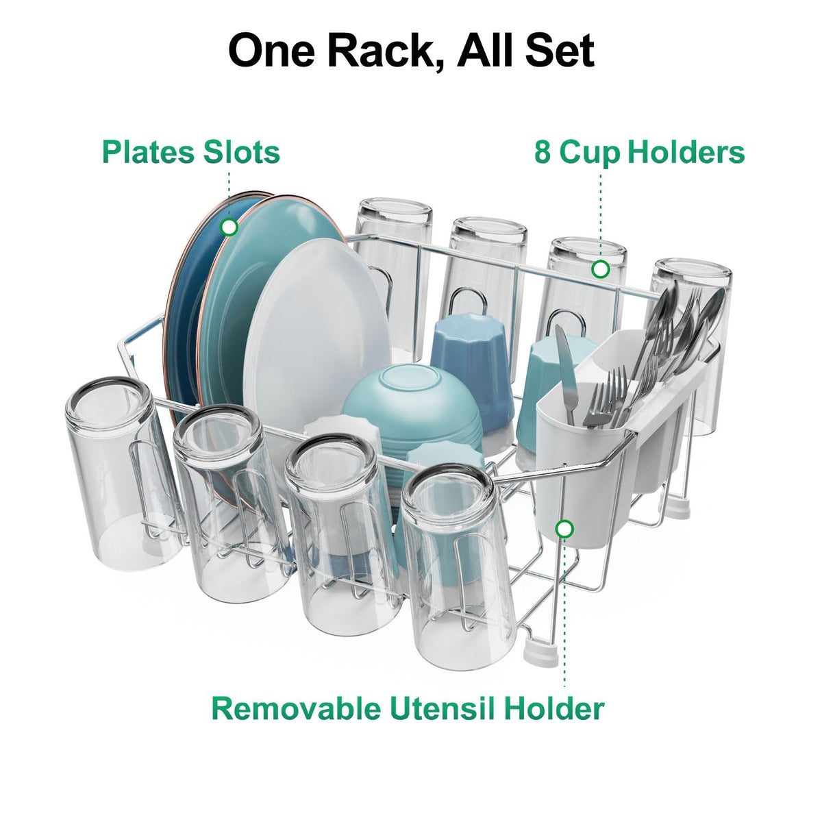 GSlife rust-resistant stainless steel rack protects sink surfaces with stable feet.
