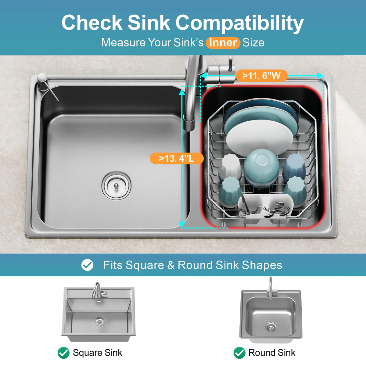 GSlife RV kitchen dish drainer compact fits inside camper sinks for limited space.