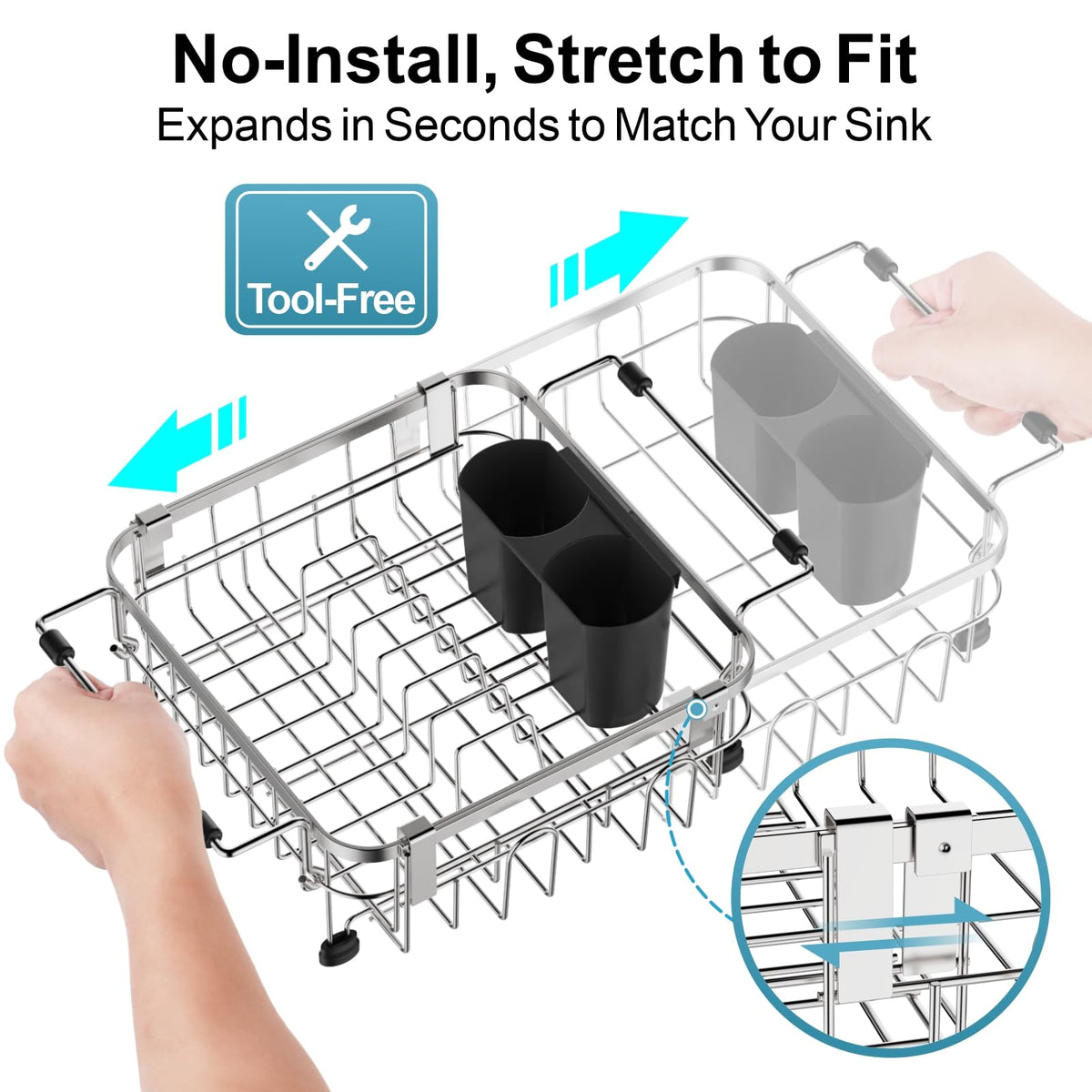 GSlife RV-friendly over-the-sink rack fits compact mobile kitchens.