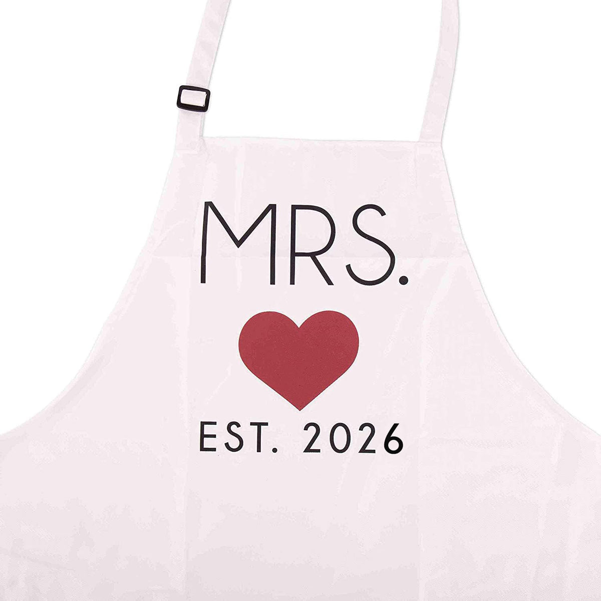 Adjustable neck GSM Brands Mr. & Mrs. 2026 aprons for a comfortable fit