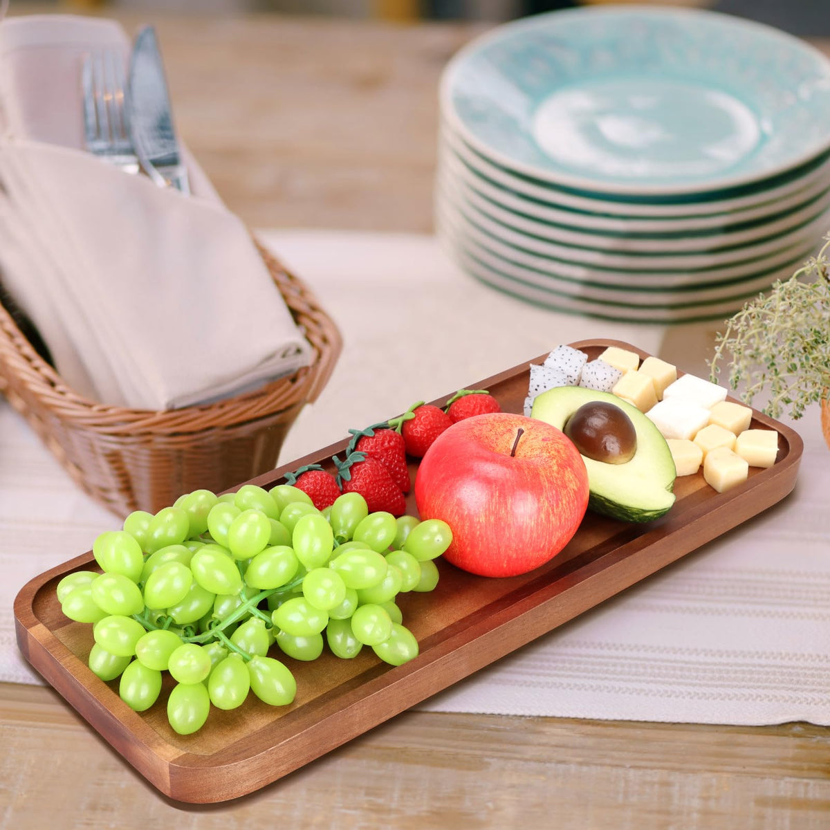 Gtencemen rustic-farmhouse-tray complements kitchen decor on the counter.
