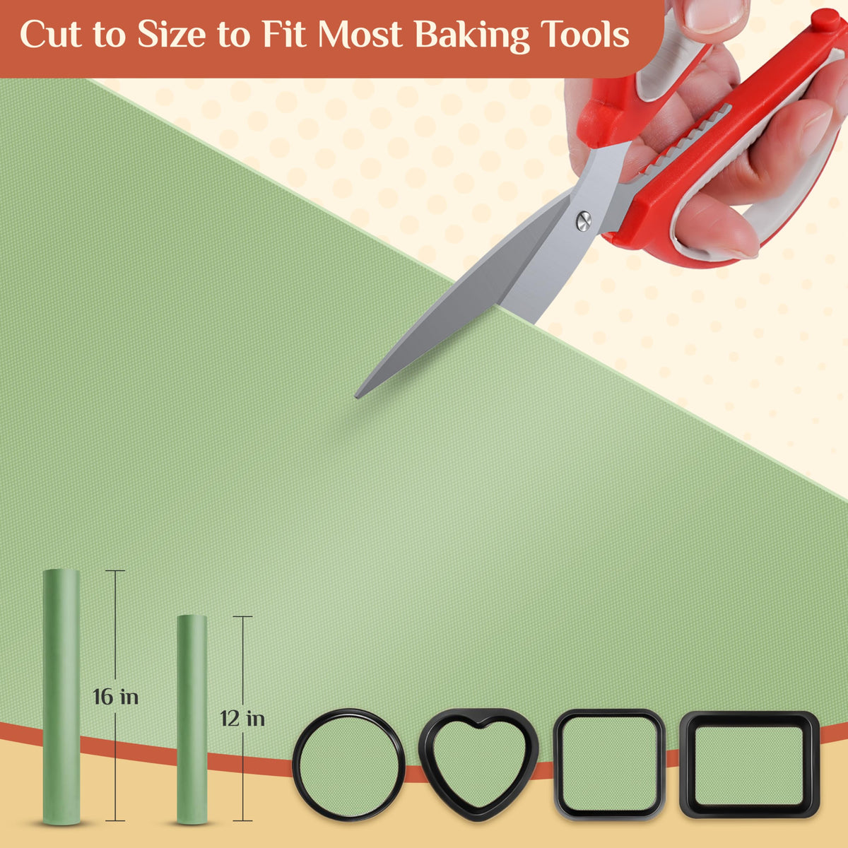 GTJ silicone baking mat roll cut-to-size for perfect pan fit